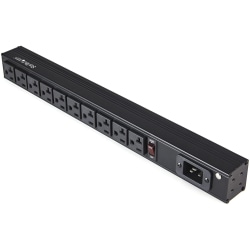 StarTech.com 10 Outlet Rack Mount Power Strip 125V/16 Amp, 1U Horizontal 19" Rackmount PDU, NEMA 5-20P Input, 10x NEMA - RKPW101920