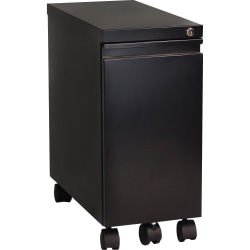 Lorell® 5th Wheel Slim 20"D Vertical 1-Drawer Pedestal Cabinet, Metal, Black