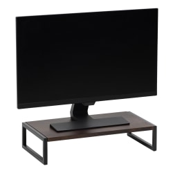 Realspace® Acadia Wood/Metal Monitor Stand, 4-1/2"H x 21-1/2"W x 10"D, Walnut/Black