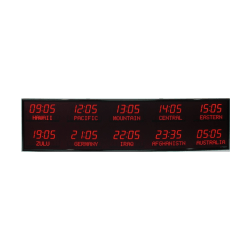 BRG Precision Products 6610L World Time Zone LED Digital Clock, 10 Zones, 8 1/4"H x 99 1/4"W x 2 1/4"D, Black