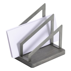 Realspace® Orix Wood/Metal Letter Sorter, 7"H x 7"W x 5"D, Gray/Nickel