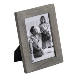 Realspace® Orix Wood Picture Frame, 5-3/4" x 7-3/4", Matted For 4" x 6", Gray