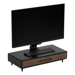 Realspace® Becker Wood/Metal Monitor Stand With Drawer For 32" Monitors, 5-1/4"H x 21-1/2"W x 10"D, Natural/Black