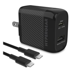 HyperGear SpeedBoost 25W PD Dual-Output USB-C Wall Charger Kit For Android, Black, HPL15626