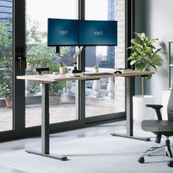 VARI Electric Standing Desk With ComfortEdge, 72"W, Light Wood