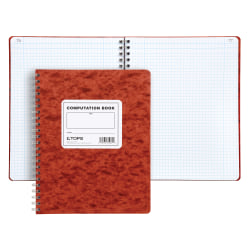 TOPS™ Computation Notebook, 9 1/2" x 11 3/4", Quad Ruled, Ivory Paper, Red Cover, 76 Sheets