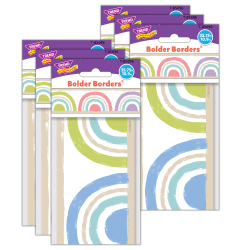 Trend Bolder Border Packs, 35-3/4" x 2-3/4", Rainbow Cheer, Set Of 6 Packs