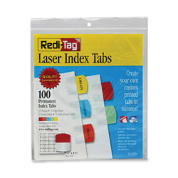 Redi-Tag® Laser Index Tabs, 1 1/8" x 1 1/4", Assorted, Pack Of 100