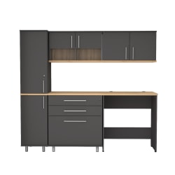 Inval America Kratos 79"W 5-Piece Engineered Wood Garage Cabinet Set, Dark Gray