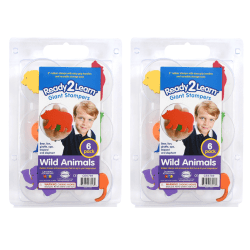 READY 2 LEARN Giant Stampers, Wild Animals, 6 Per Pack, Set Of 2 Packs