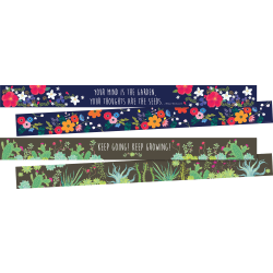 Barker Creek Double-Sided Borders, 3" x 35", Petals & Prickles, 12 Strips Per Pack, Set Of 2 Packs