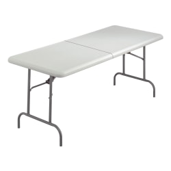 Iceberg IndestrucTable TOO Bifold Table - Rectangle Top - Adjustable Height - 72" Table Top Length x 30" Table Top Width x 2" Table Top Thickness - 29" Height - Platinum, Powder Coated - Tubular Steel - High-density Polyethylene (HDPE) Top Material