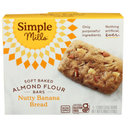 Simple Mills Soft Baked Bars, Nutty Banana Bread, 1.19 Oz, Total Qty 6