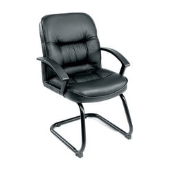 Boss Office Products Overstuffed LeatherPlus™ Bonded Leather Guest Chair, Black