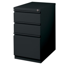 WorkPro® 23"D Vertical 3-Drawer Mobile Pedestal File Cabinet, Metal, Black