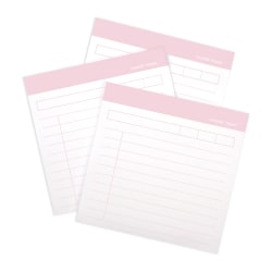 Russell & Hazel Memo Sticky Notes, 4" x 4", Blush, 50 Sheets Per Pad, Set Of 3 Pads