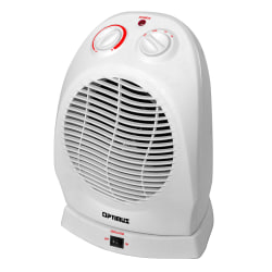 Optimus 1500-Watt Portable Oscillating Fan Heater With Thermostat, 10-1/16"H x 7-1/4"W, White
