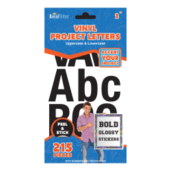 Royal Brites Vinyl Peel & Stick Project Letters, 2-1/2", Black, Pack Of 215 Letters