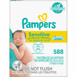 Pampers Baby Wipes Sensitive - White - 588 / Box
