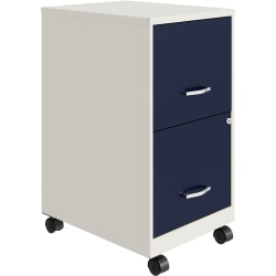 Hirsh Space Solutions SOHO Smart 18"D Vertical 2 Drawer Mobile File Cabinet, White/Navy