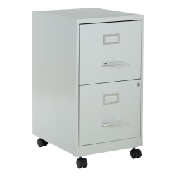 Office Star™ 20"D Vertical 2-Drawer Mobile Locking File Cabinet, Gray