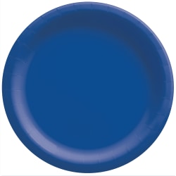 Amscan Round Paper Plates, Bright Royal Blue, 6-3/4", 50 Plates Per Pack, Case Of 4 Packs