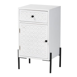 Baxton Studio Nefeli 18"W Mid-Century Transitional 1-Drawer Storage Cabinet, White/Black