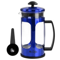 Mr. Coffee 30 Oz Glass And Stainless-Steel French Coffee Press, Metallic Blue