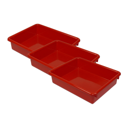 Romanoff Products Stowaway Letter Trays, 3"H x 10-1/2"W x 13"D, Red, Pack Of 3 Trays