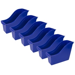 Storex Small Book Bins, 8-1/2"H x 4-1/2"W x 11-3/4"D, Blue, Pack Of 6 Bins