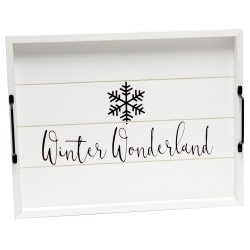 Elegant Designs Decorative Serving Tray, 2-1/4"H x 12"W x 15-1/2"D, White Wash Winter Wonderland