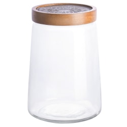 Cravings By Chrissy Teigen Glass Canister With Wood Lid, 6"H x 5-3/4"W x 5-3/4"D, Clear