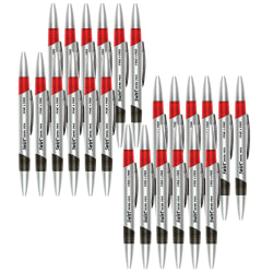Mood Products Swirl Ink Dual-Color Ballpoint Pens, Medium Point, 0.7 mm, Silver Barrel, Black/Red Ink, Pack Of 24