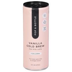 Pop & Bottle Oat Milk Lattes, Vanilla, 8 Oz, Total Qty 12