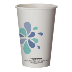 Highmark® Hot Coffee Cups, 16 Oz, White/Blue/Black, Pack Of 50