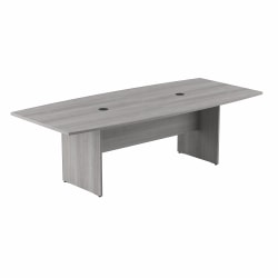 Bush Business Furniture 96"W x 42"D Boat-Shaped Conference Table With Wood Base, Platinum Gray, Standard Delivery