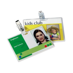 Fellowes Punched ID Card/Clip Glossy Laminating Pouches - Laminating Pouch/Sheet Size: 3.88" Width x 5 mil Thickness - Glossy - for ID Badge - Durable, Easy to Use - Clear - 25 / Pack