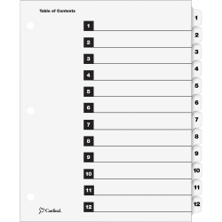 Cardinal® OneStep® Index System, 1-12 Tab, Clear