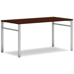 HON® Mod Table Desk With U-Legs, 29"H x 60"W x 30"D, Silver/Traditional Mahogany