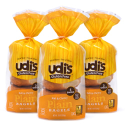 UDI's Plain Bagels, 13.9 Oz, 5 Bagels Per Bag, Pack Of 3 Bags