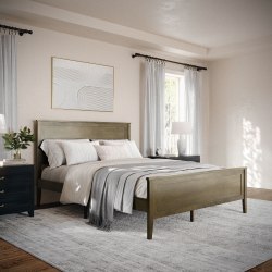 Flash Furniture Martha Stewart Corbin Solid Wood Platform Bed with Wooden Headboard and Footboard, No Box Spring Needed, Brown Gray, Queen