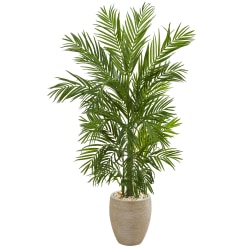 Nearly Natural Areca Palm 60"H Artificial Tree With Planter, 60"H x 31"W x 25"D, Green