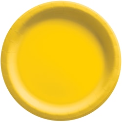 Amscan Round Paper Plates, Yellow Sunshine, 6-3/4", 50 Plates Per Pack, Case Of 4 Packs