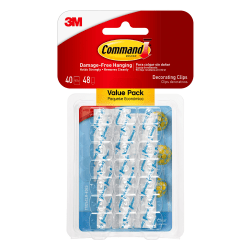 Command™ Decorating Clips Value Pack, Clear, Pack Of 40 Clips