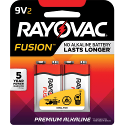 Rayovac Fusion Alkaline 9V Batteries - For Multipurpose - 9 V DC - 2 / Pack