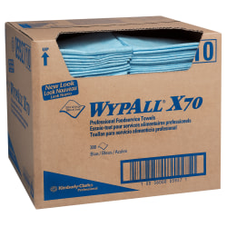 WypAll 70 Foodservice Towels, 1/4 Fold, 12-1/2" x 23-1/2, Unscented, Blue, Case Of 300 Towels