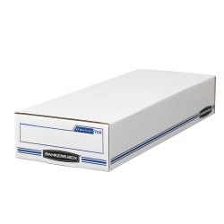 Bankers Box® Stor/File™ Check/Deposit Slip Storage Box With Flip-Top Closure, 24" x 9" x 4", 60% Recycled, White/Blue