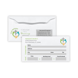 Custom Easy Open Flap Church Tithing Envelopes, Full Color Front And Back,  3-1/8" x 6-1/4", 24 LB White Wove, Box Of 500