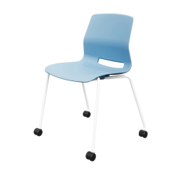 KFI Studios Imme Stack Chair With Caster Base, Sky Blue/White