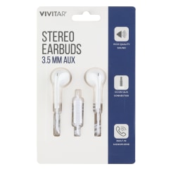 Vivitar Wired Stereo Earbuds, White, NIL8001